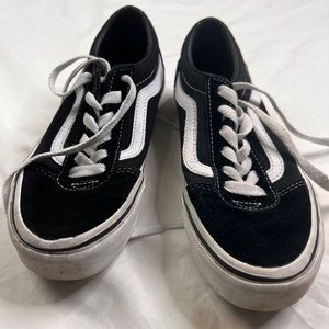 Vans Old Skool Shoes Youth Size 1 Black & White Canvas & Suede Sneakers a040323